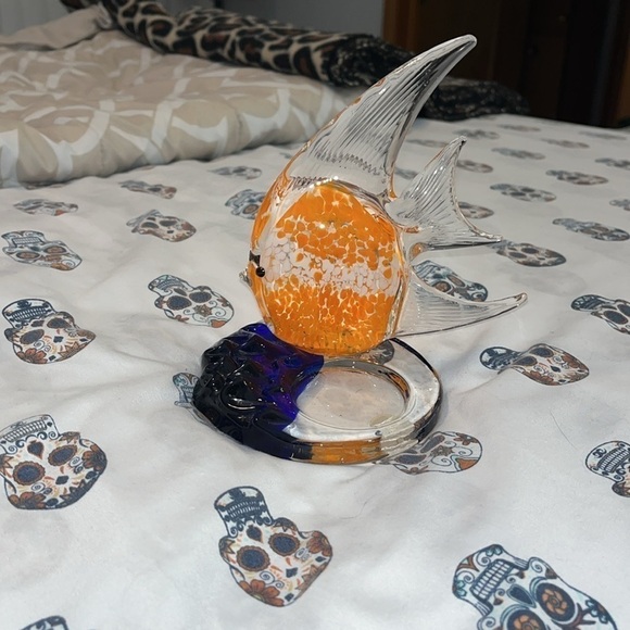 Partylite Orange Angel Fish Tealight Candle Holder Glass Summer Art RETIRED - Picture 3 of 4